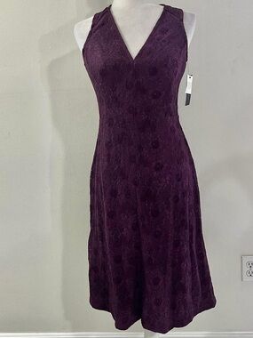 Tommy Hilfiger Deep Plum Lace V-Neck Midi Dress